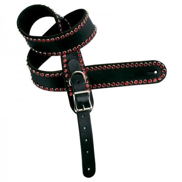 DIMARZIO CUERO NEGRO CON PIEDRAS ROJAS