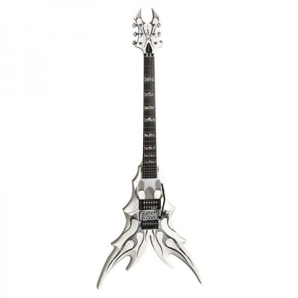 BC RICH DRACO GHOST FLAME BLANCA