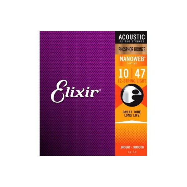 ELIXIR NANOWEB FOSFORO BRONCE 10-47 12 CUERDAS