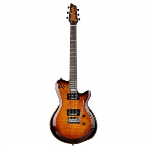 GODIN LGXT COGNAC BURST FLAME AA CON FUNDA