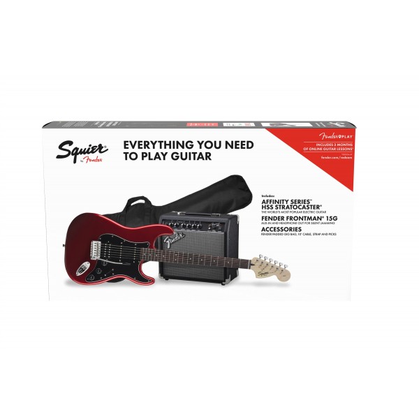 SQUIER PACK STRATO AFFINITY HSS ROJA Y FRONTMAN G15 caja